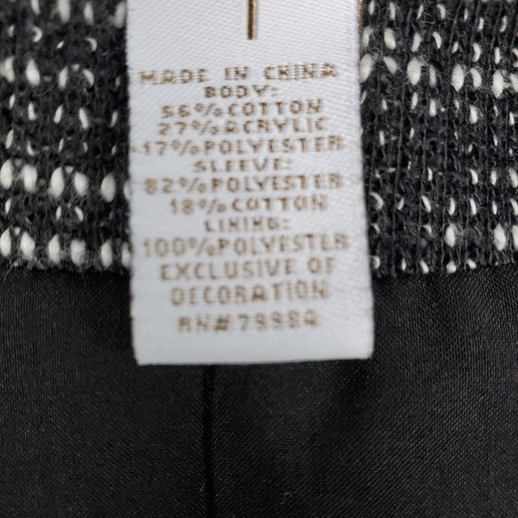 Chicos Women Cardigan Sweater Jacket Lining Open Front Black Tan Chicos 1= Med - Picture 9 of 9